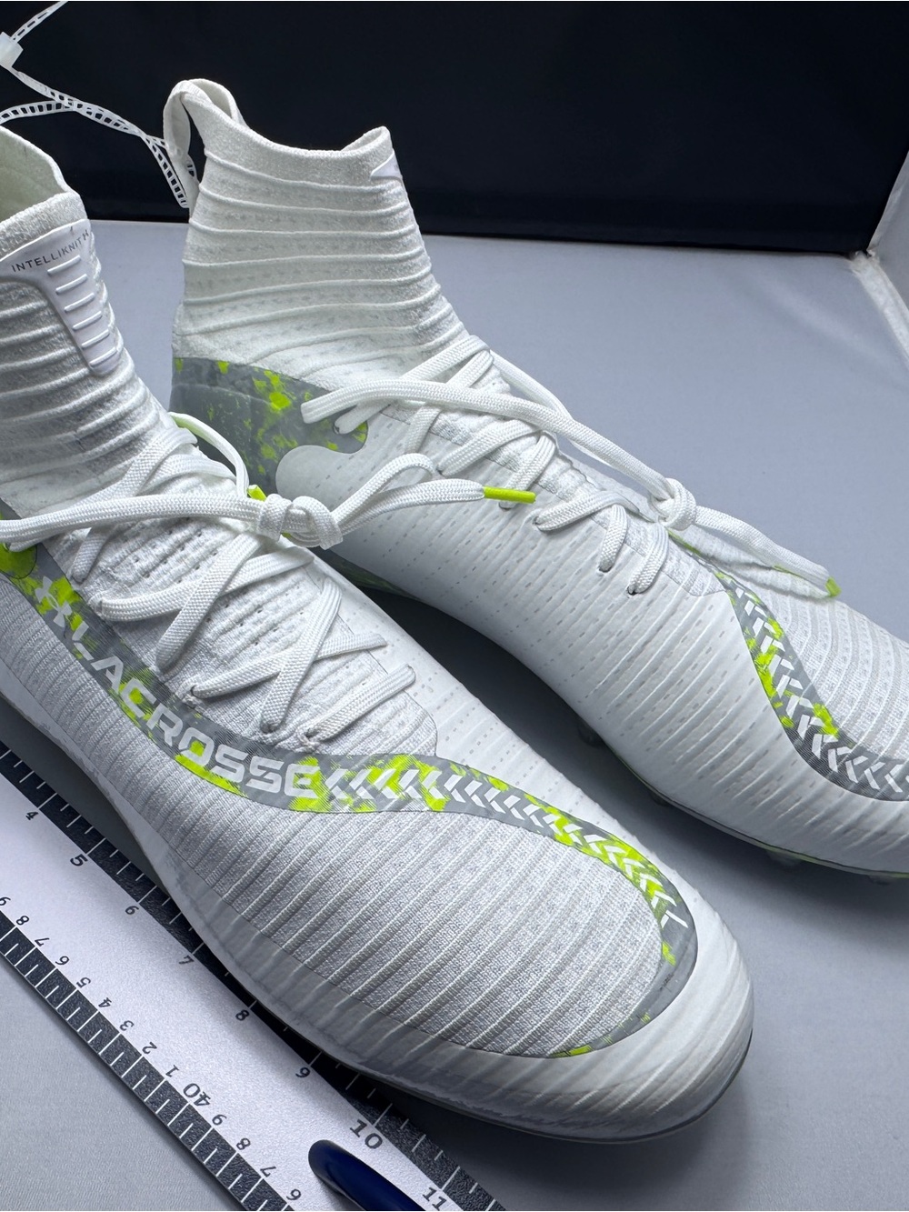 Under Armour IntelliKnit Football Cleats Men’s 16 White Neon Green High Top